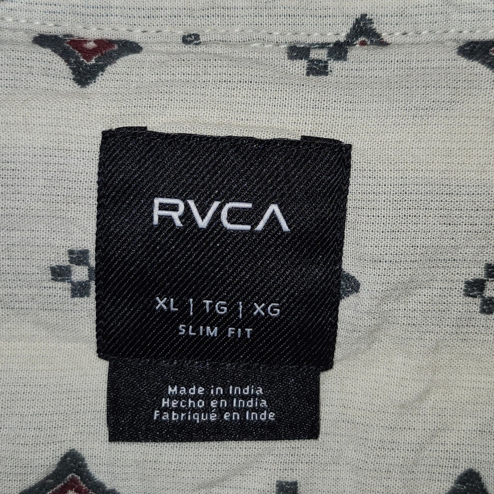 RVCA Mens Slim Fit Short Sleeve Button Up Shirt XL Geometric Print M503VRDD - Picture 3 of 9